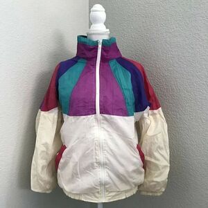Pro Spirit Women's Multicolor Vintage Color Block Windbreaker Jacket Size M